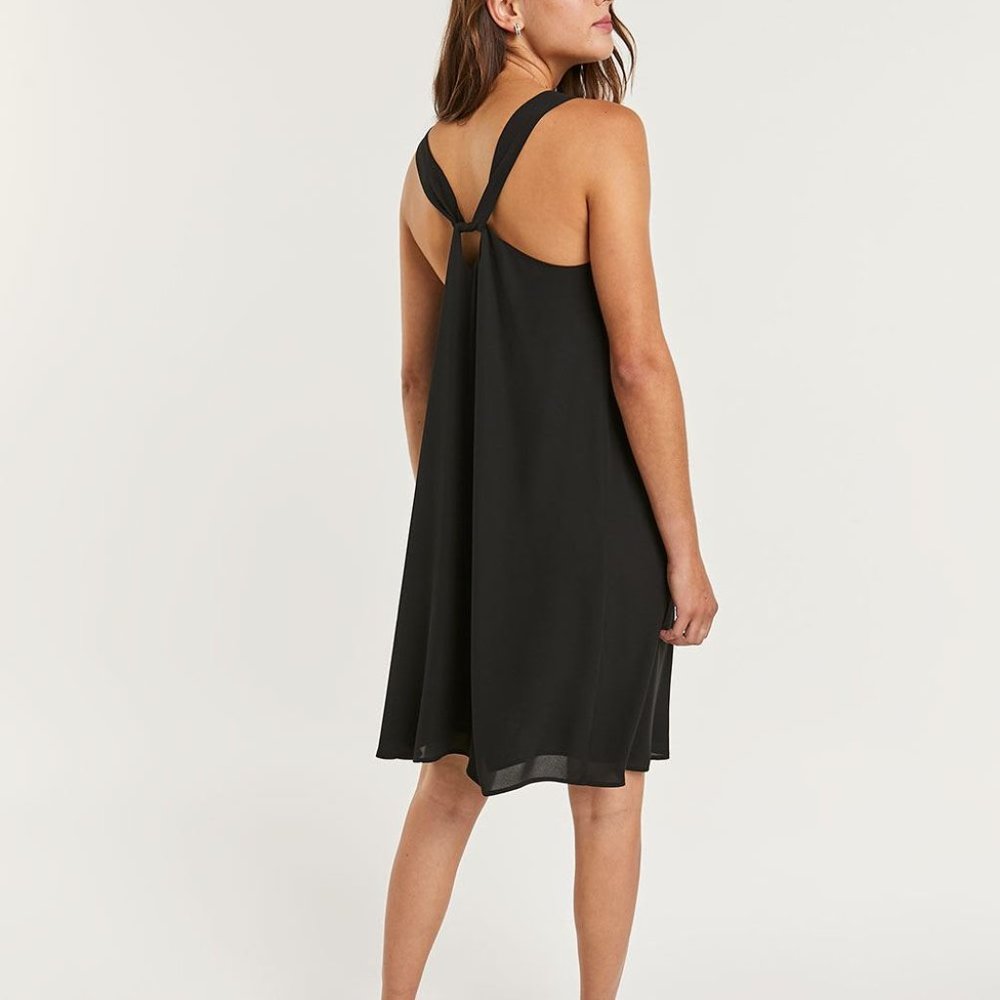 Classic Black Dress with Knot Accent